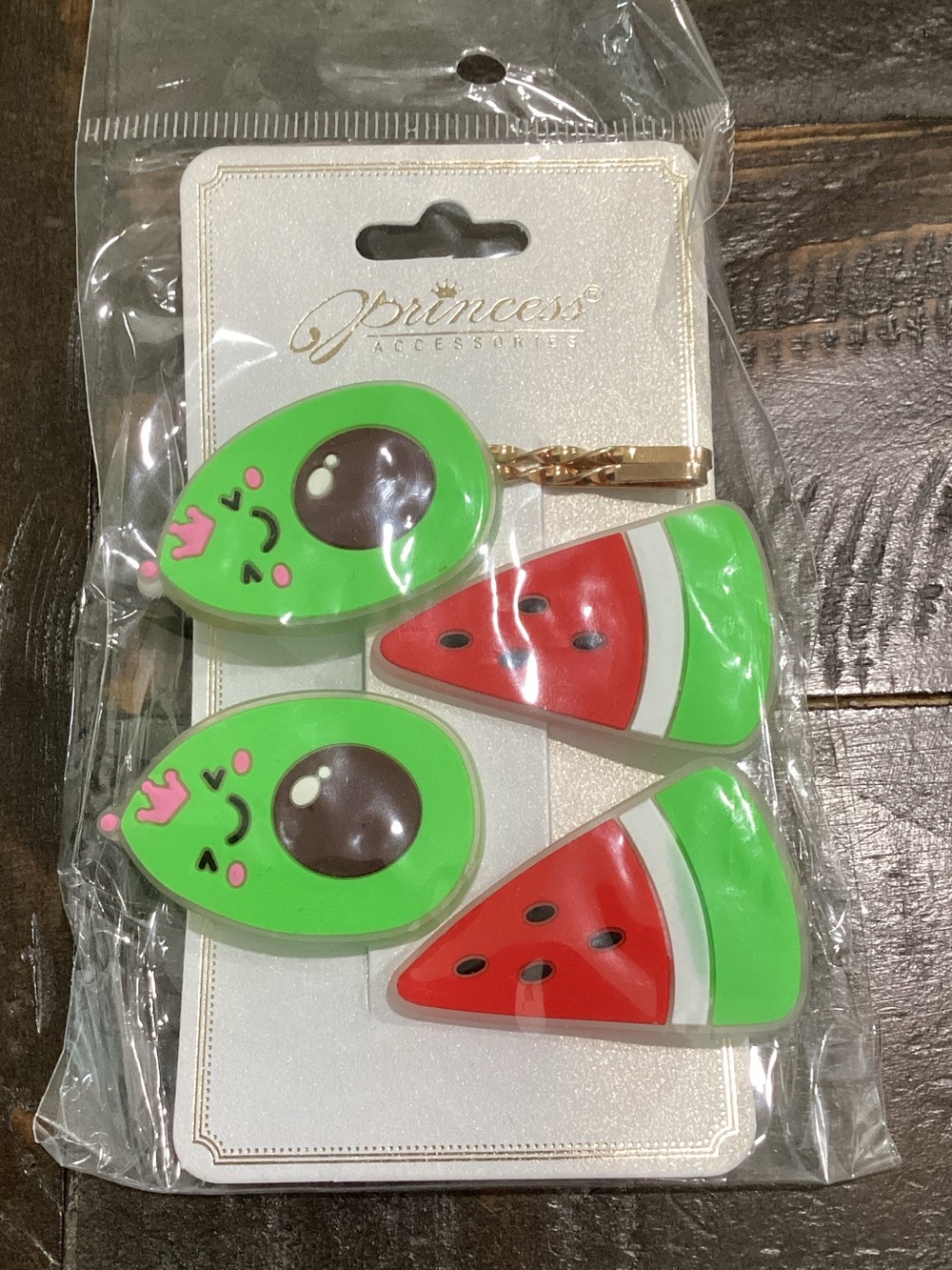 Princess Accessories Kids Avocado and Watermelon Hair Clips - Green & Red